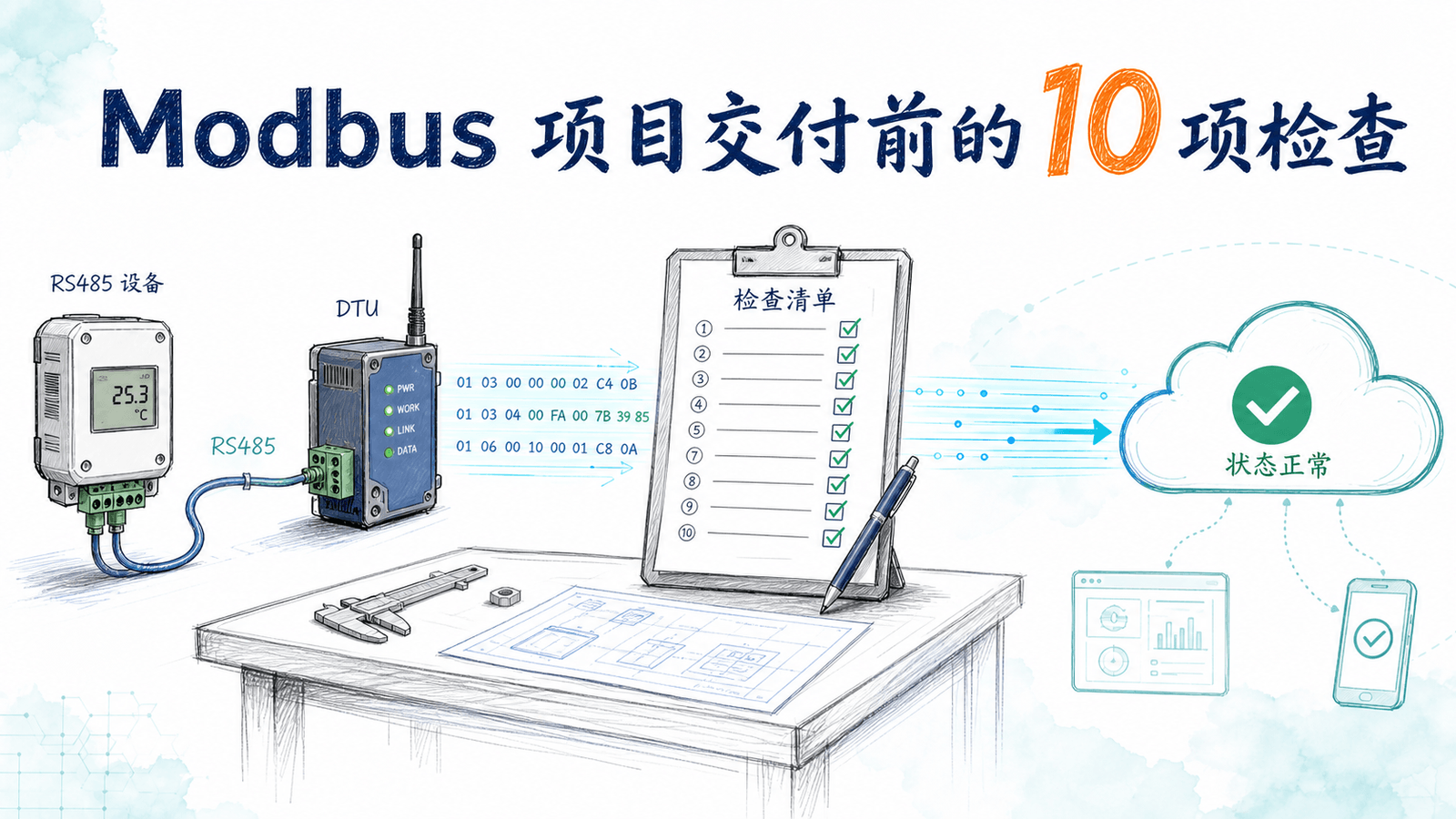 Modbus 项目交付检查流程示意图