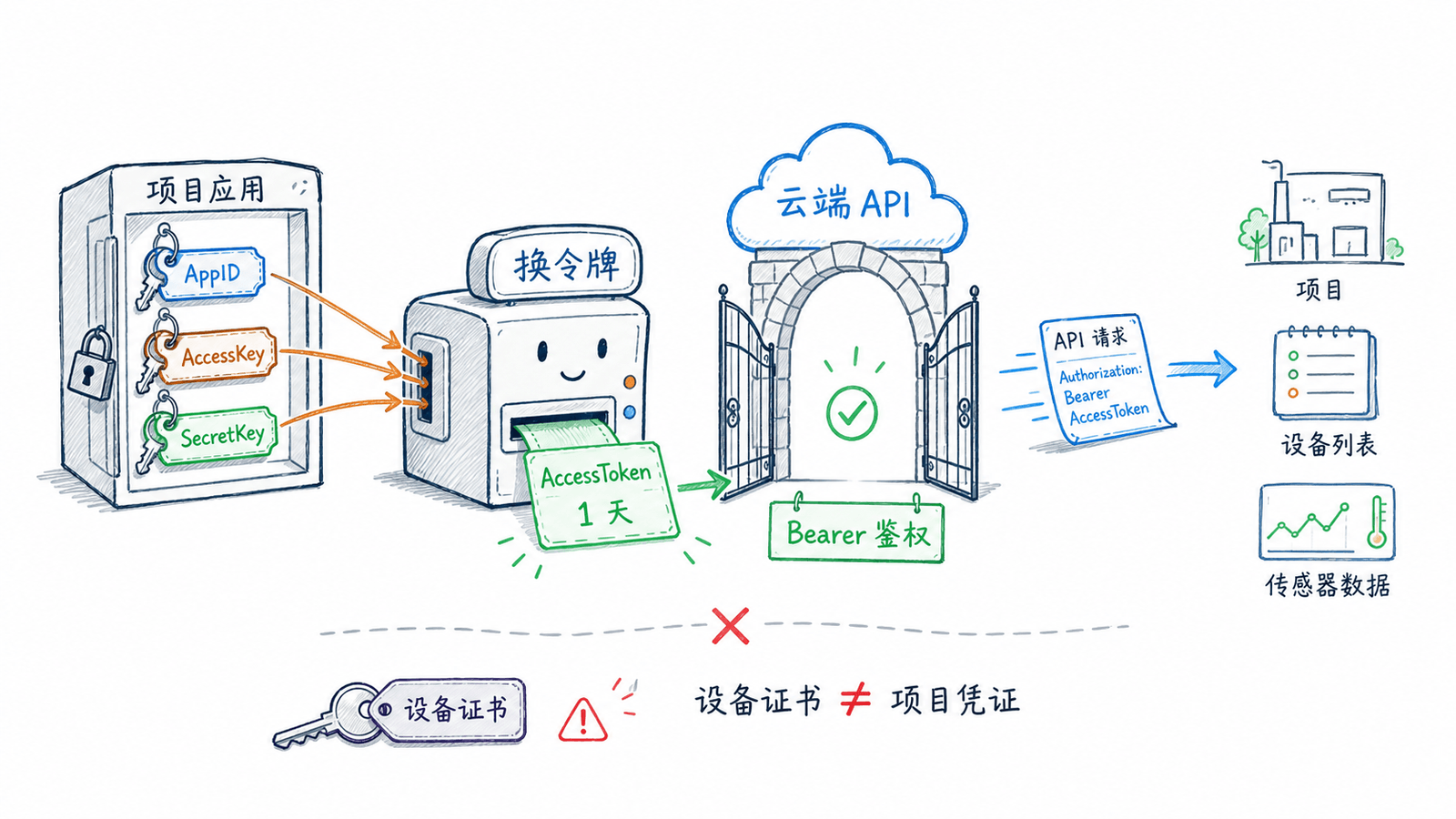 从项目应用凭证到 Bearer 鉴权的 HTTP API 调用链路